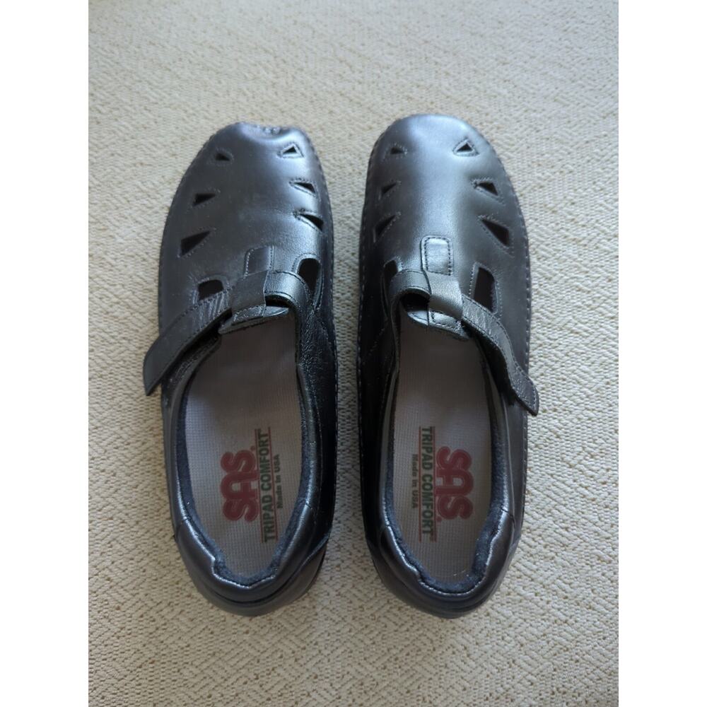 SAS Tripod Womens Mary Jane Black Roamer comfort black leather T-strap Sz 8